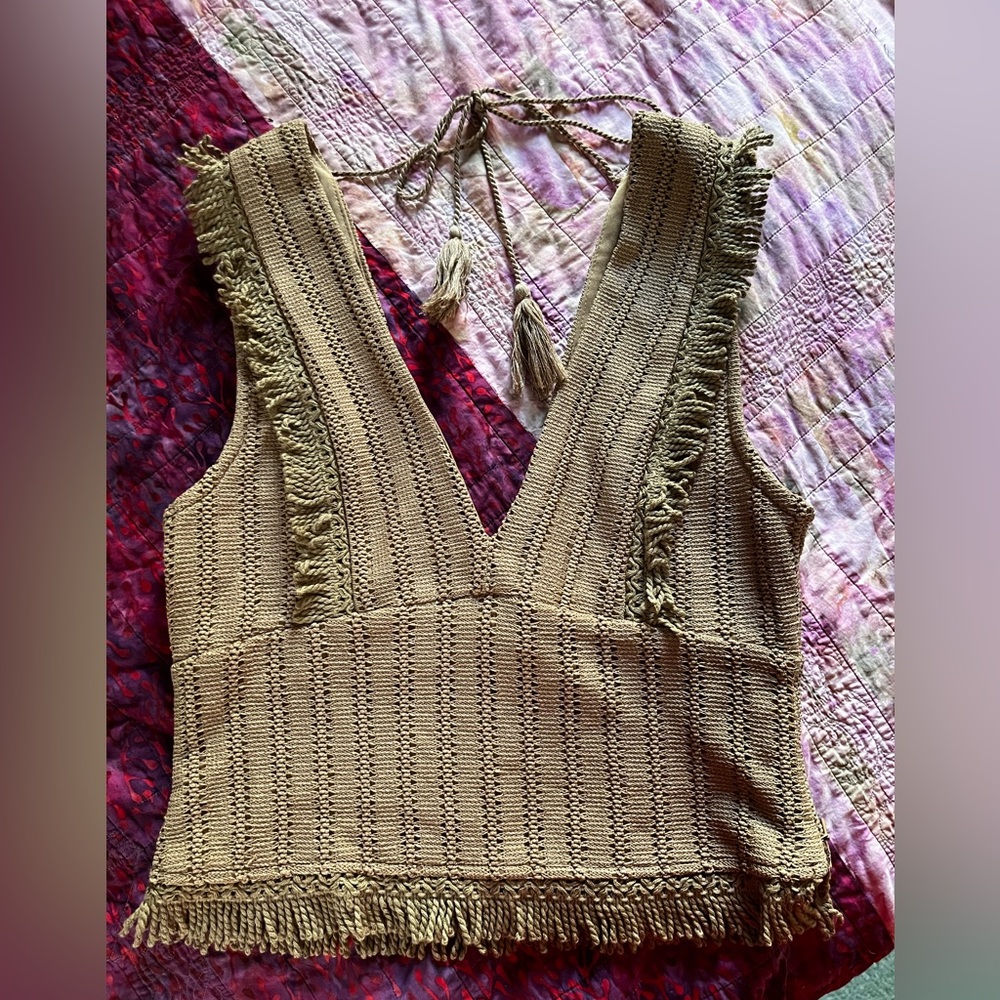 Vici Tan Fringe Crop Top